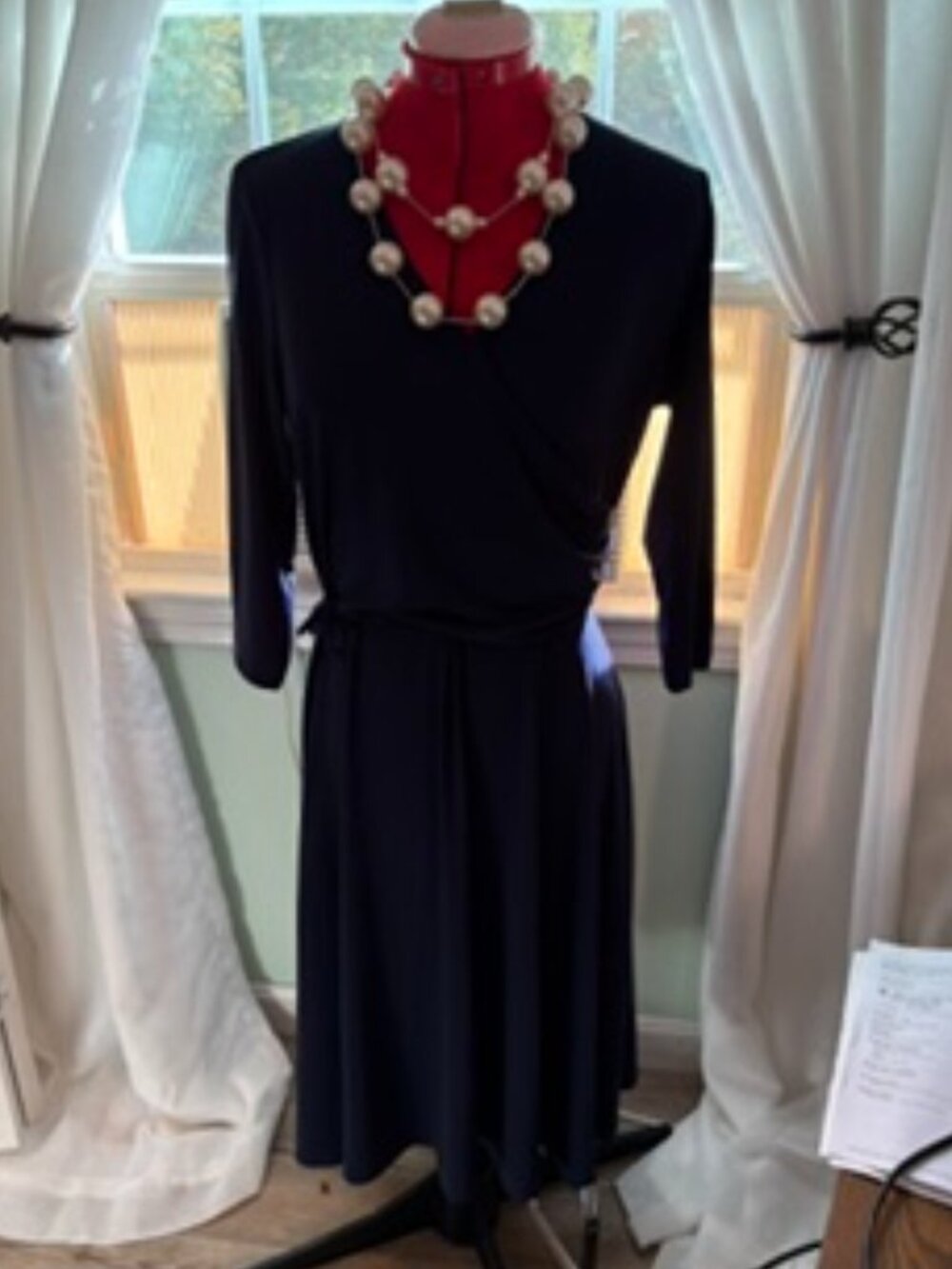 Talbots Navy Wrap Dress Size 12